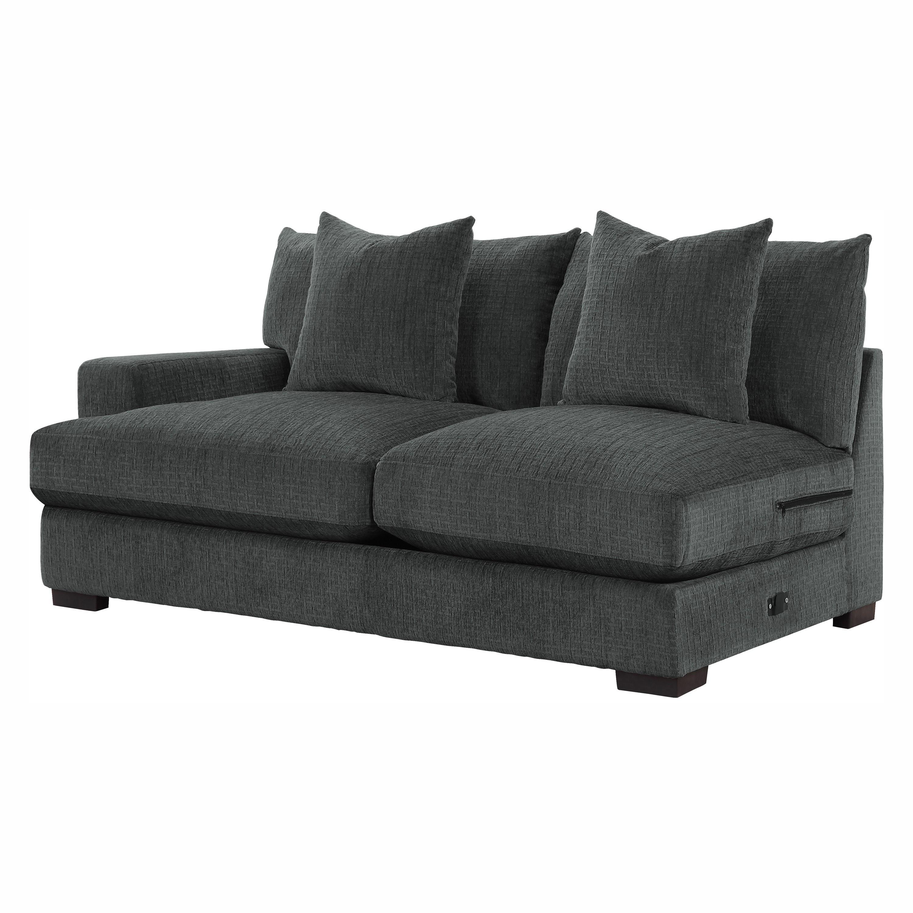 

    
Transitional Dark Gray Chenille 4-Piece Sectional Homelegance 9857DG*42L2R Worchester
