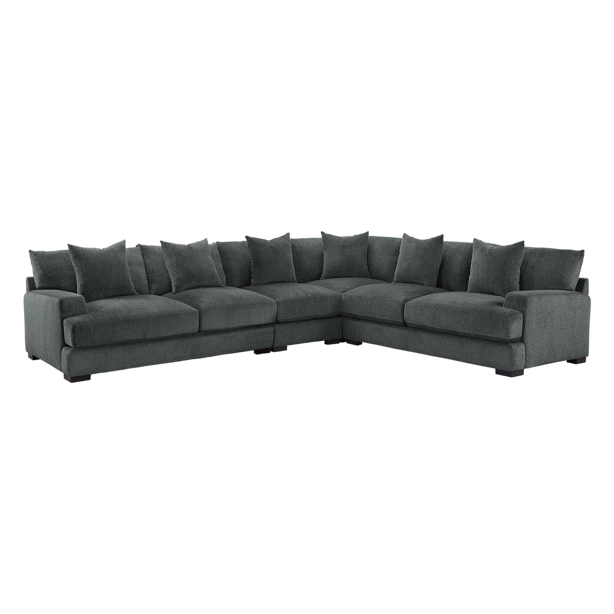 

    
Transitional Dark Gray Chenille 4-Piece Sectional Homelegance 9857DG*42L2R Worchester
