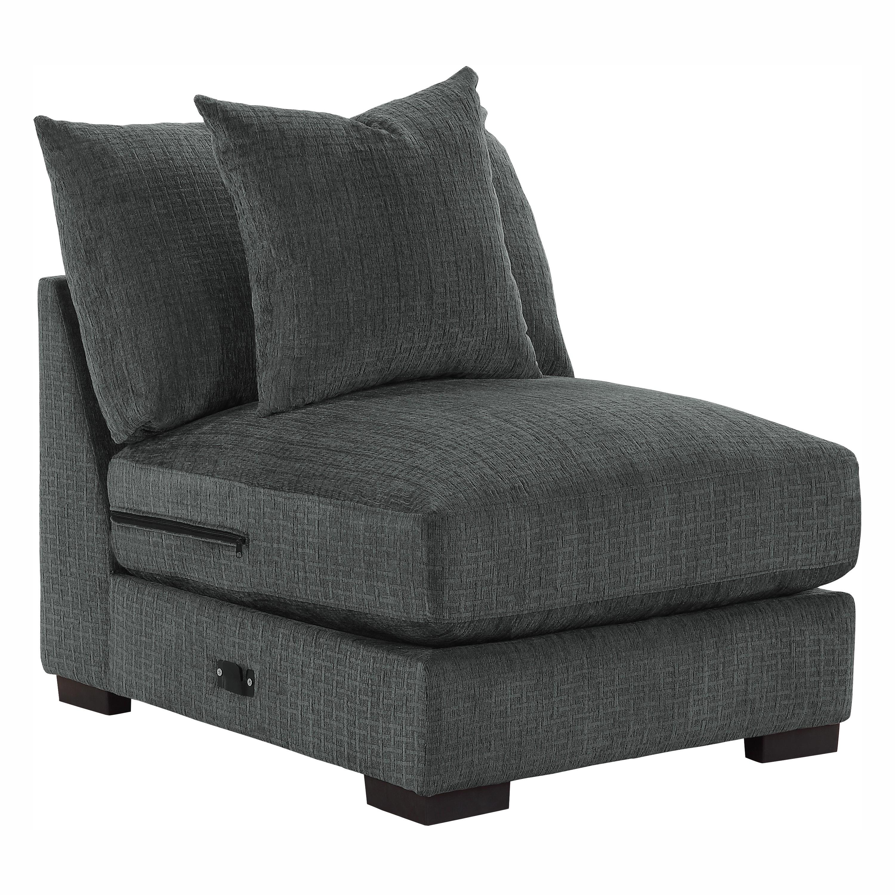 Transitional Armless Chair 9857DG-AC Worchester 9857DG-AC in Dark Gray Chenille