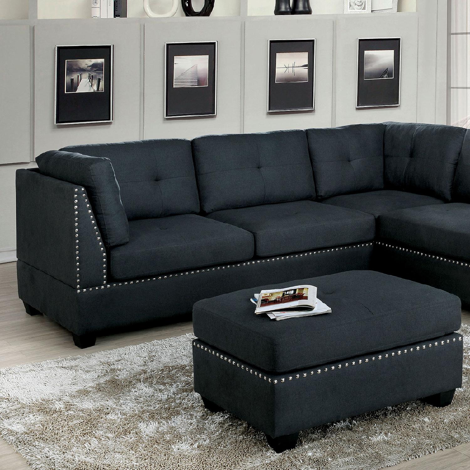 

    
Transitional Dark Gray Linen-like Fabric Sectional Sofa Furniture of America CM6966-SECT Lita
