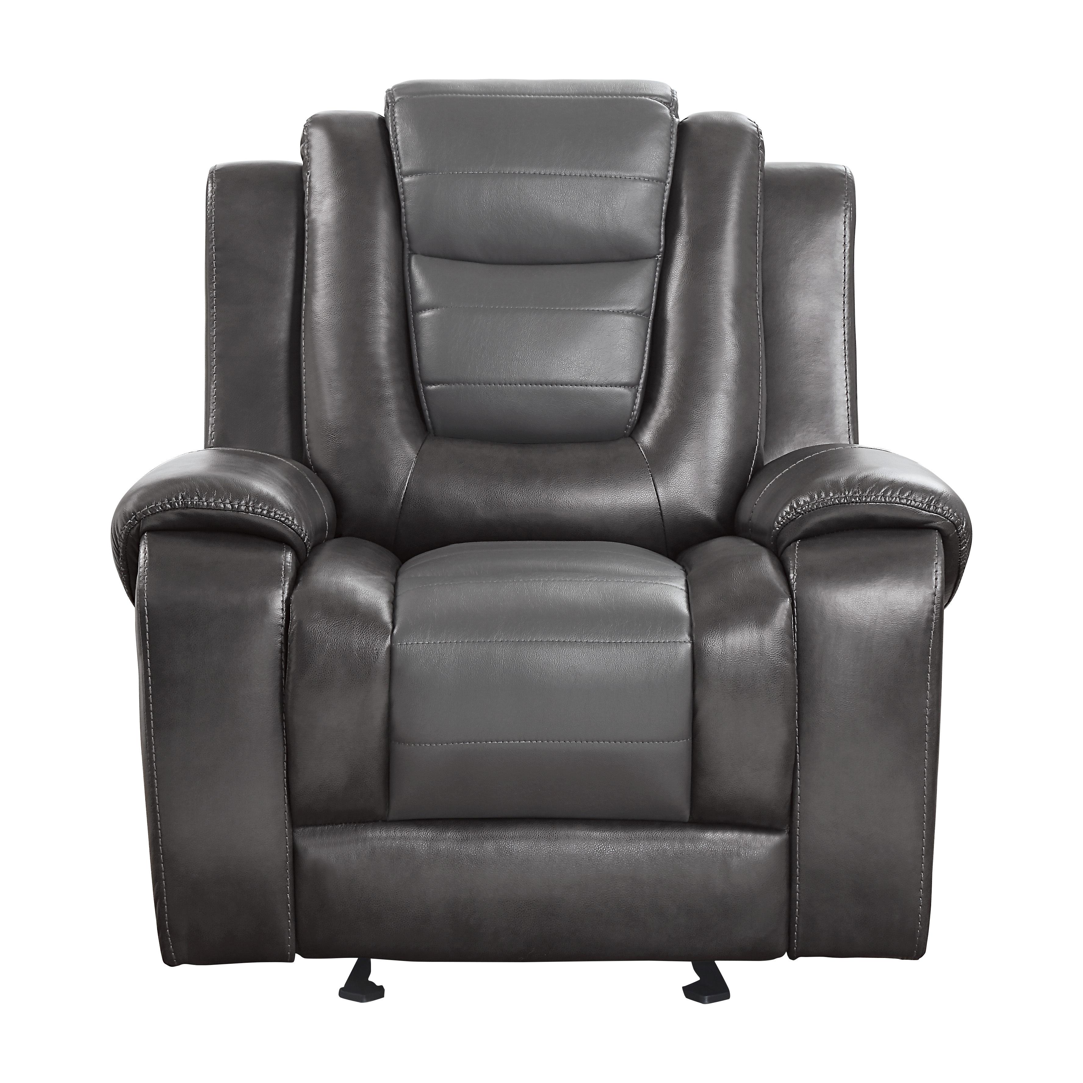 

    
Transitional Dark Gray & Light Gray Faux Leather Reclining Chair Homelegance 9470BR-1 Briscoe

