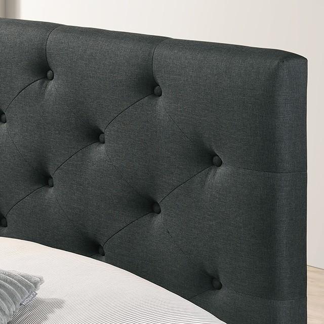 

    
Transitional Dark Gray Linen-like Fabric CAL Bed Furniture of America CM7218DG Sybella
