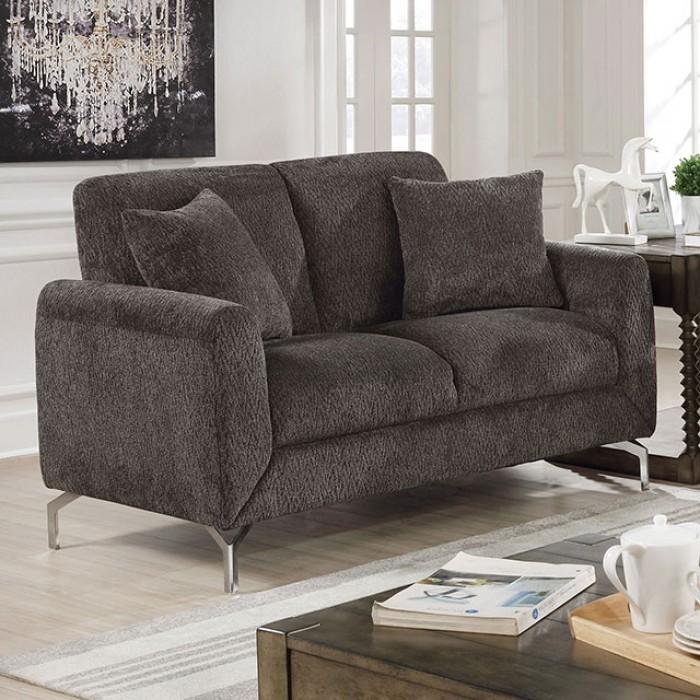 

    
Transitional Dark Gray Linen-like Fabric Living Room Set 3pcs Furniture of America Lauritz
