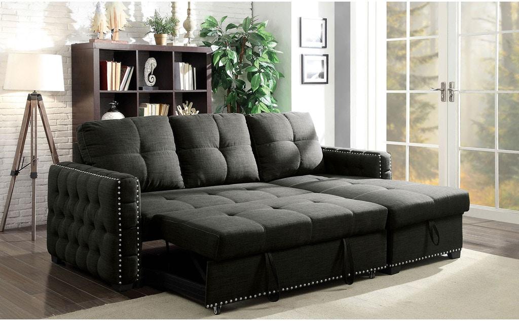 

    
Transitional Dark Gray Linen-like Fabric Sectional Sofa Furniture of America CM6562 Demi
