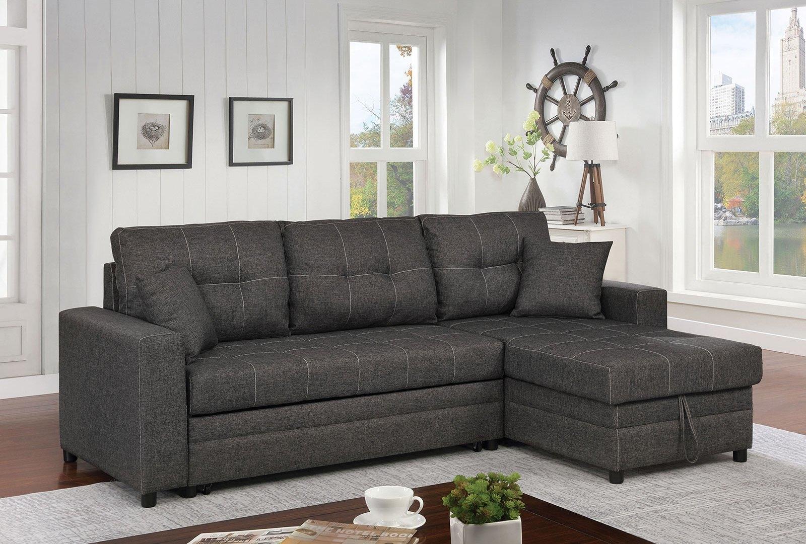

    
Transitional Dark Gray Linen-like Fabric Sectional Sofa Furniture of America CM6975 Vide
