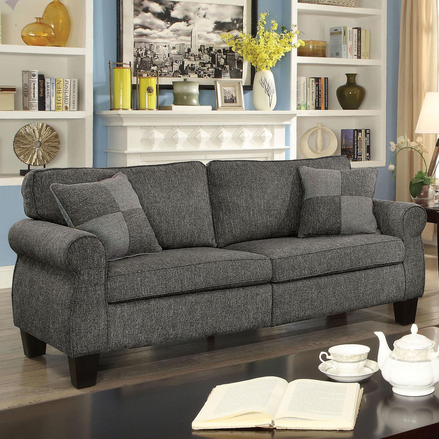 

    
Transitional Dark Gray Linen-like Fabric Sofa and Loveseat Furniture of America Rhian
