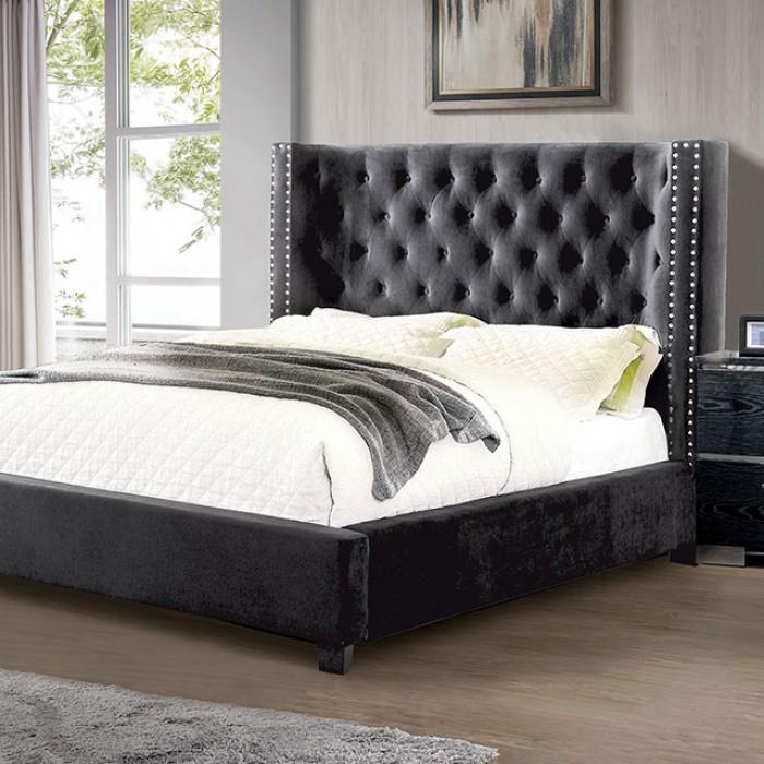 

    
Transitional Dark Gray Metal Queen Panel Bed Furniture of America Cayla CM7779DG-Q
