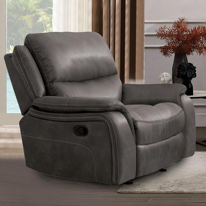 Transitional Reclining Chair Henricus Manual Reclining Chair CM9911DG-CH-C CM9911DG-CH-C in Dark Gray Fabric
