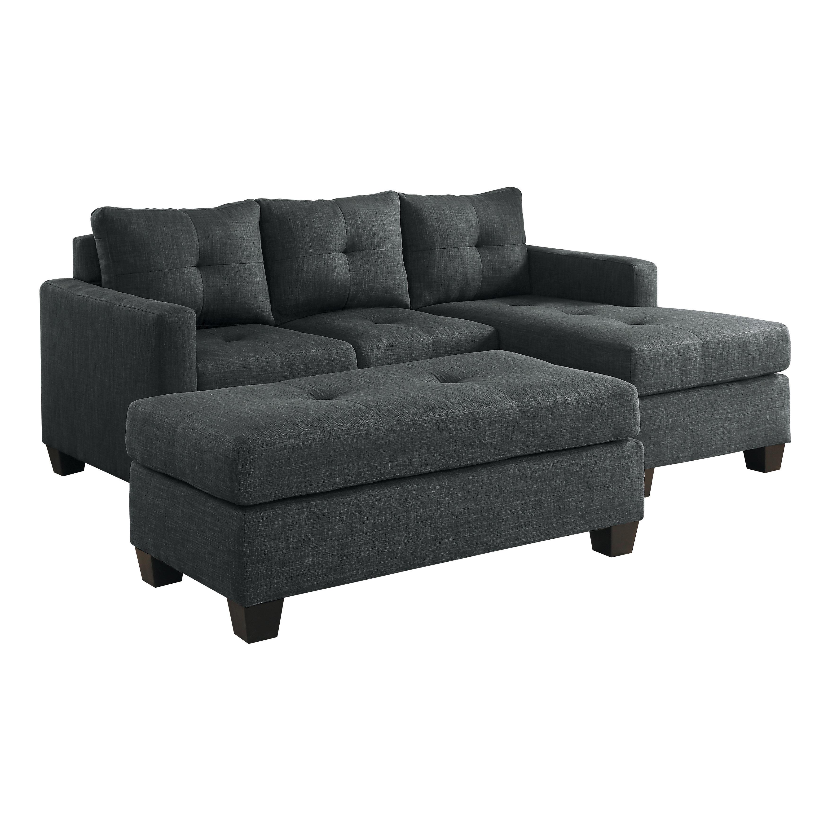 Transitional Sofa Chaise w/Ottoman 9789DG*2OT Phelps 9789DG*2OT in Dark Gray 