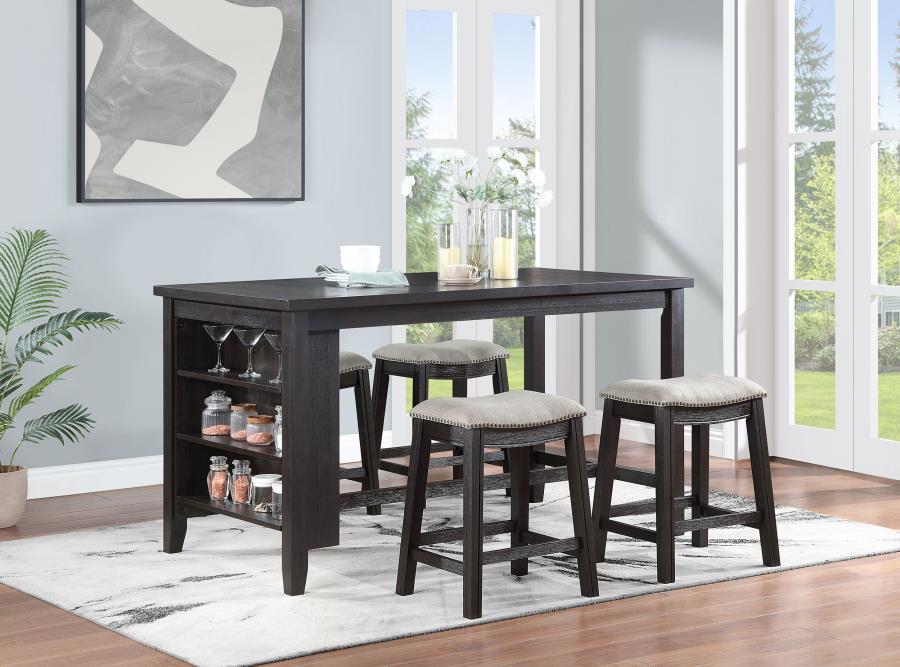 

    
Transitional Dark Grey/Beige Wood Counter Height Dining Table Set 5PCS Coaster Elliston 121168
