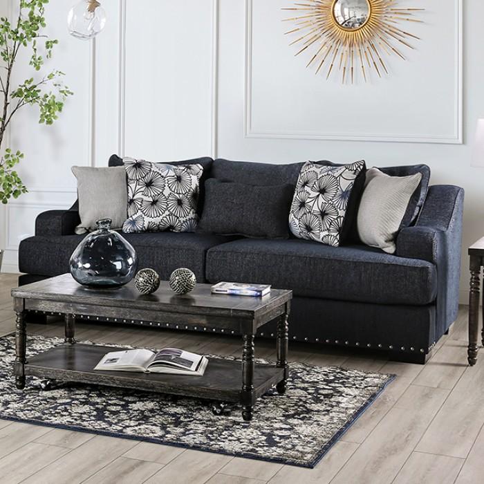 

    
Transitional Dark Navy Linen-like Fabric Sofa Furniture of America SM1218-SF Sonora
