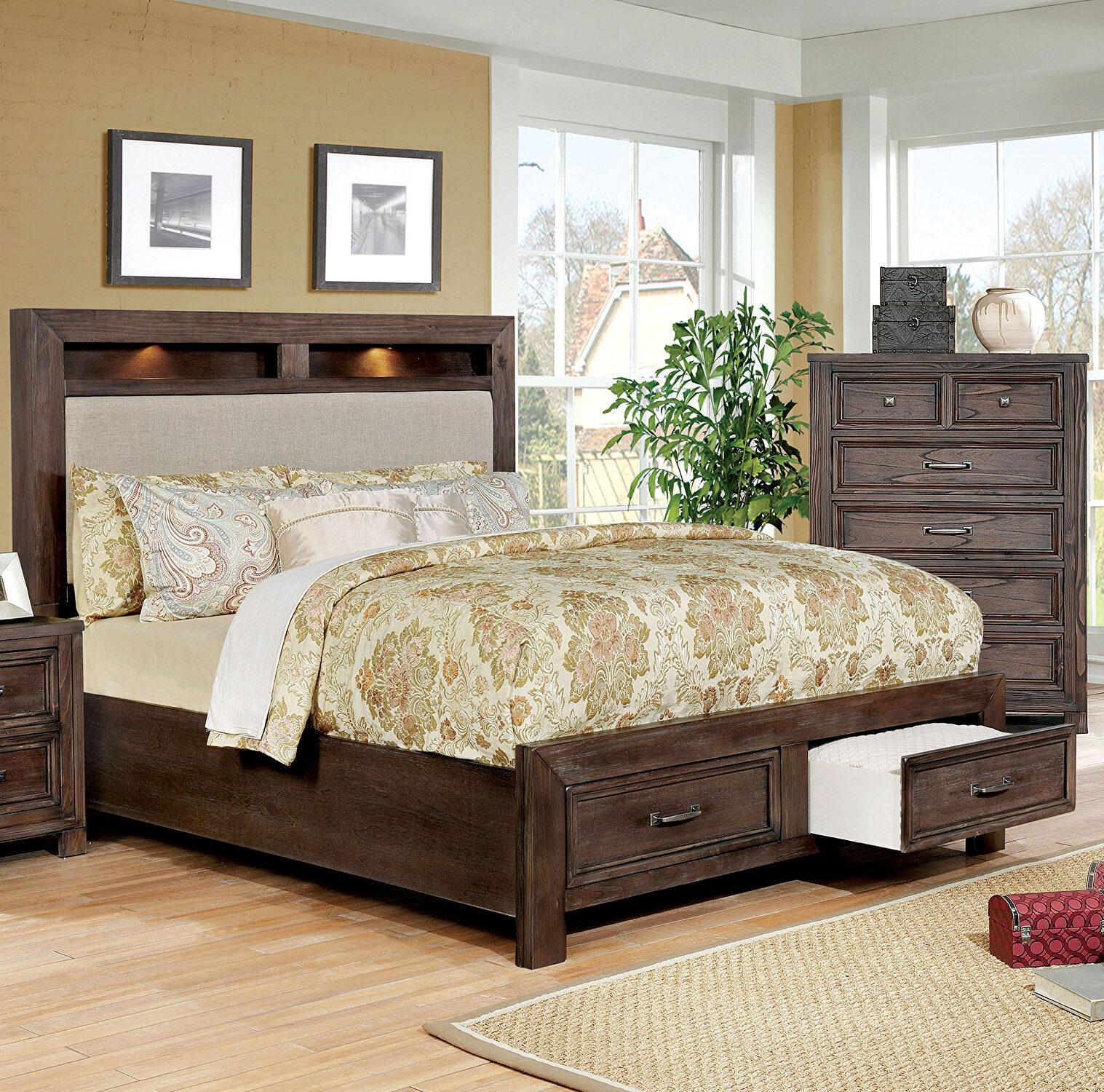

                    
Furniture of America CM7365A-CK Tywyn Storage Bed Dark Oak Fabric Purchase 
