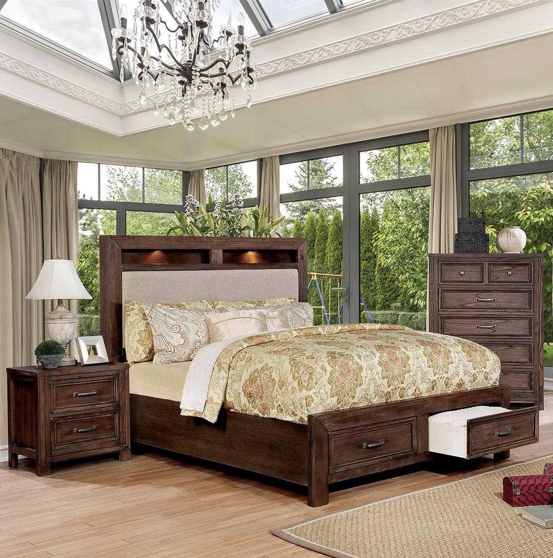 

    
Transitional Dark Oak Solid Wood CAL Bedroom Set 3pcs Furniture of America CM7365A Tywyn
