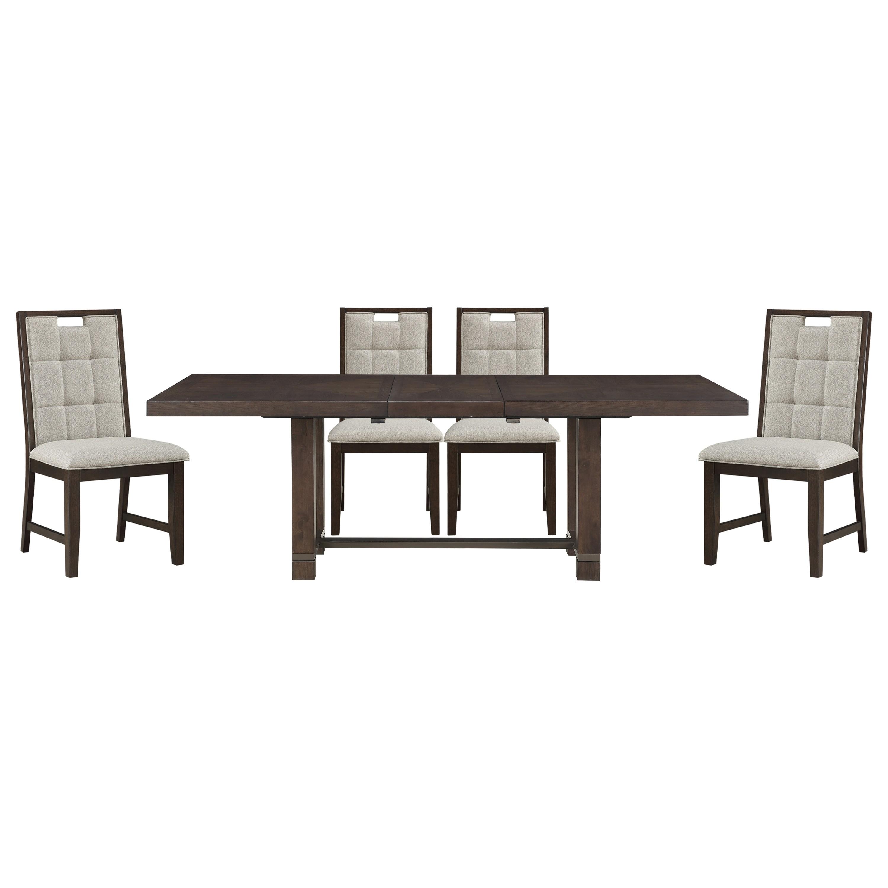 Transitional Dining Room Set 5654-92*5PC Rathdrum 5654-92*5PC in Dark Oak Polyester