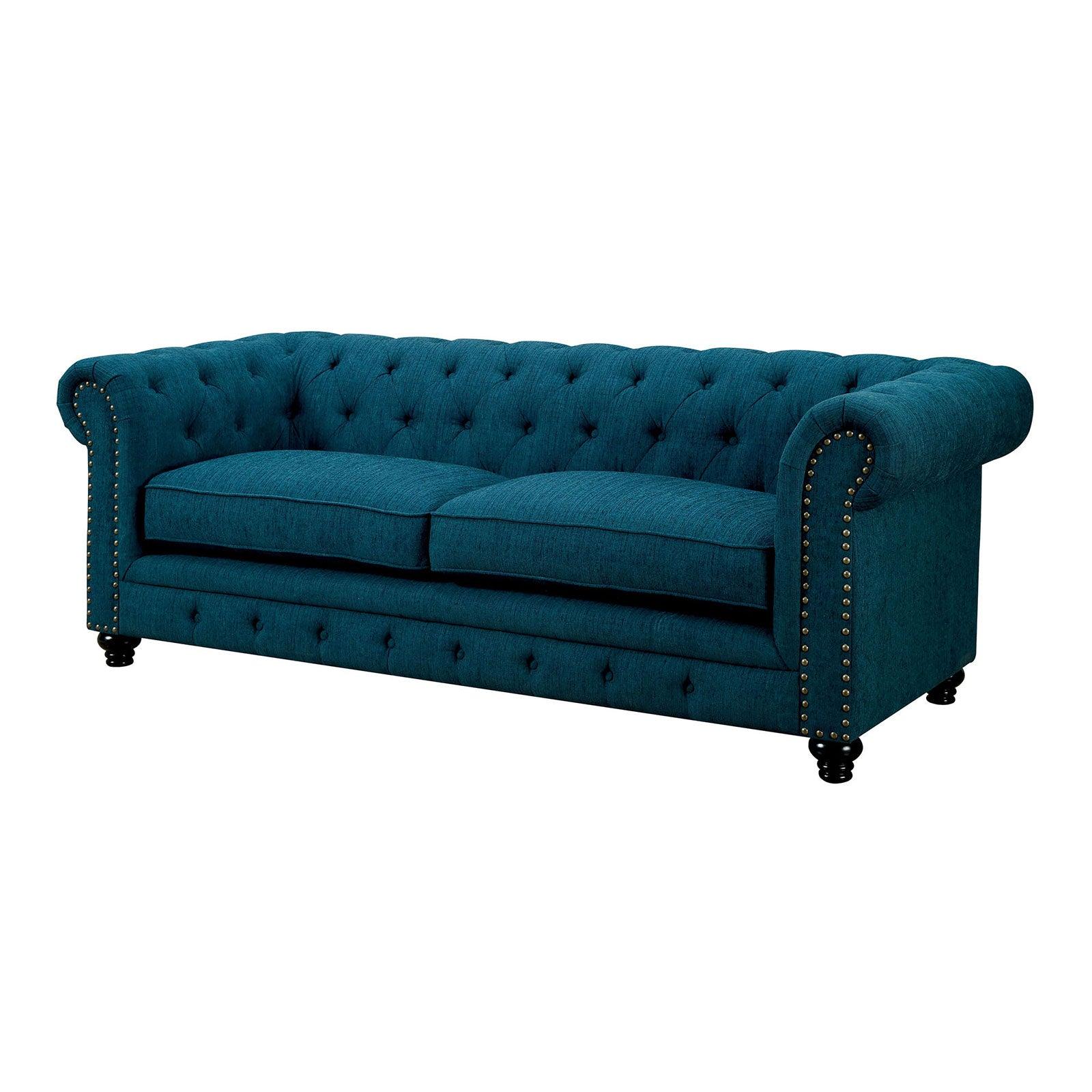

                    
Furniture of America CM6269TL-3PC Stanford Sofa Loveseat and Chair Set Teal Linen-like Fabric Purchase 
