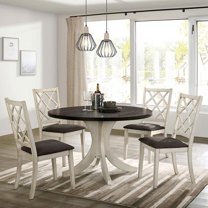 

    
Transitional Dark Walnut & Antique White Dining Table Furniture of America CM3491RT Haleigh
