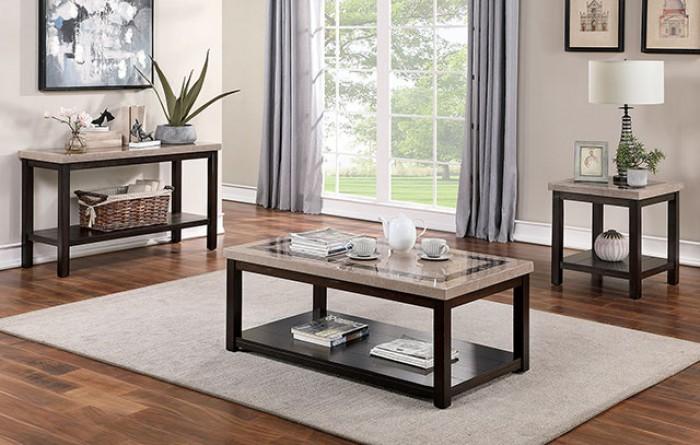 Transitional Coffee Table and 2 End Tables CM4187C-3PC Rosetta CM4187C-3PC in Dark Walnut 