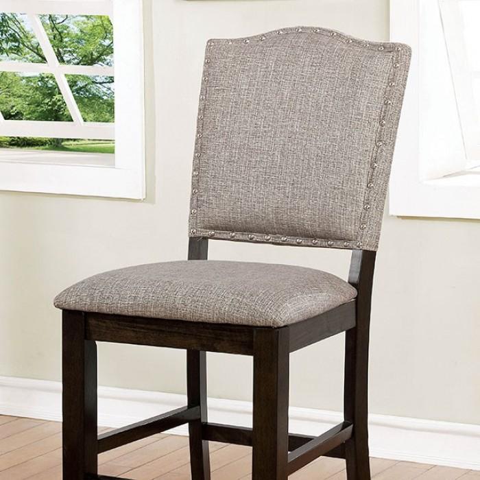 

    
Transitional Dark Walnut/Gray Wood Counter Height Chairs Set 2PCS Furniture of America Teagan CM3911PC-2PCS
