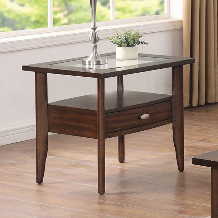 

    
Transitional Dark Walnut Solid Wood End Table Furniture of America Riverdale CM4905WN-E-ET
