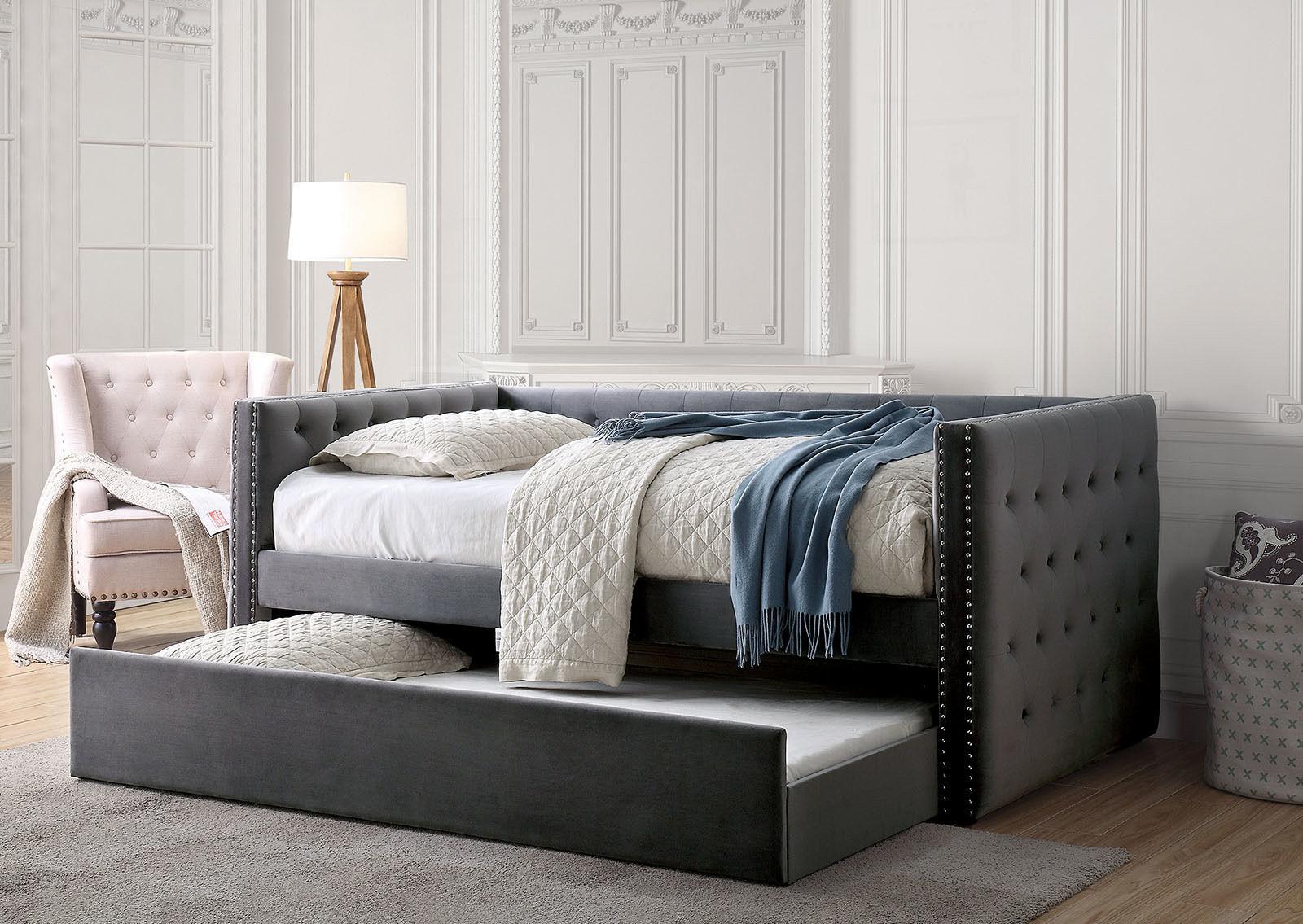 

    
Transitional Daybed w/ Trundle in Gray Susanna by Furniture of America

