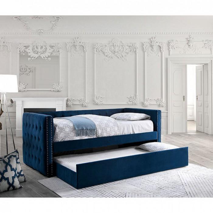 

    
Transitional Daybed w/ Trundle in Navy Susanna by Furniture of America
