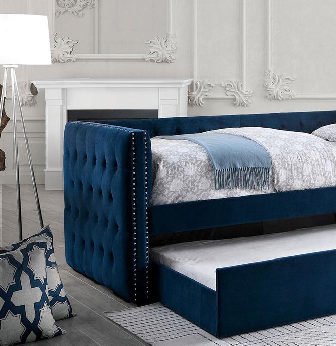 

    
Transitional Daybed w/ Trundle in Navy Susanna by Furniture of America
