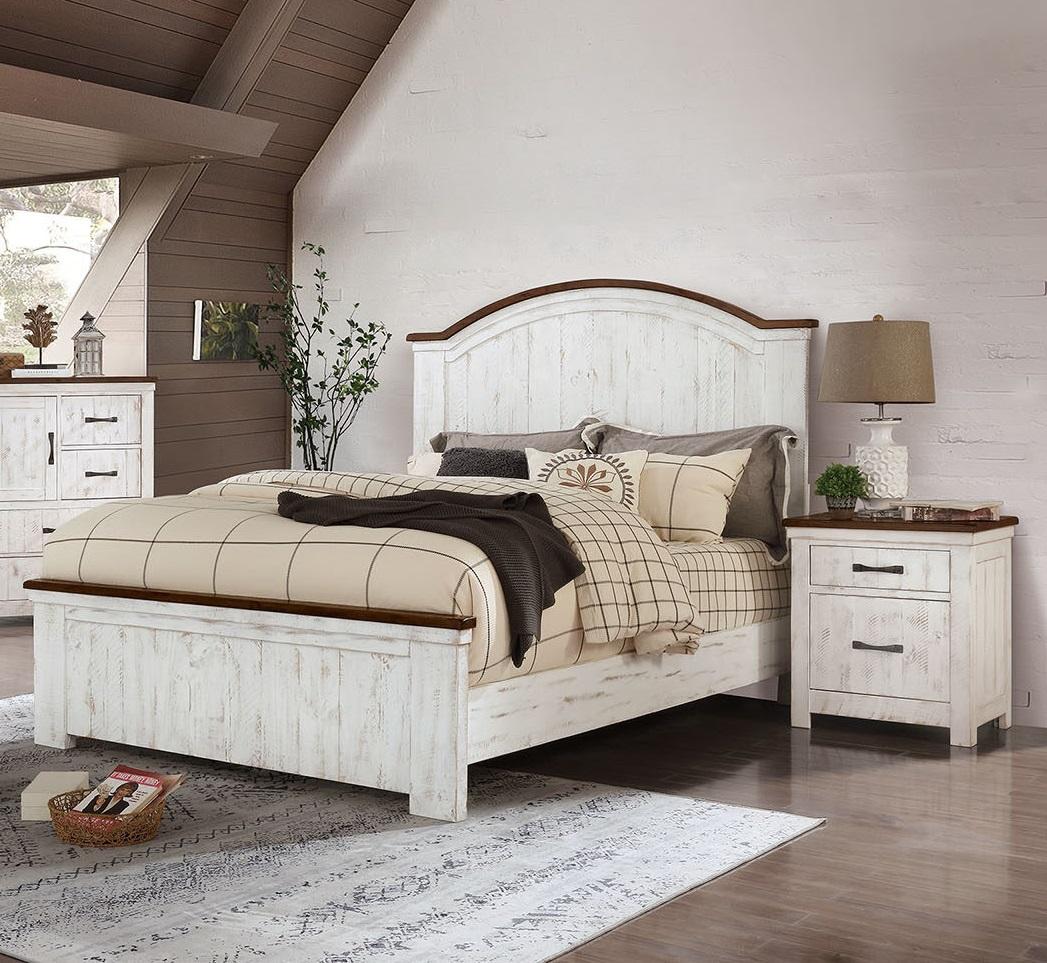 

    
Transitional Distressed White & Walnut Solid Wood CAL Bedroom Set 3pcs Furniture of America CM7962 Alyson
