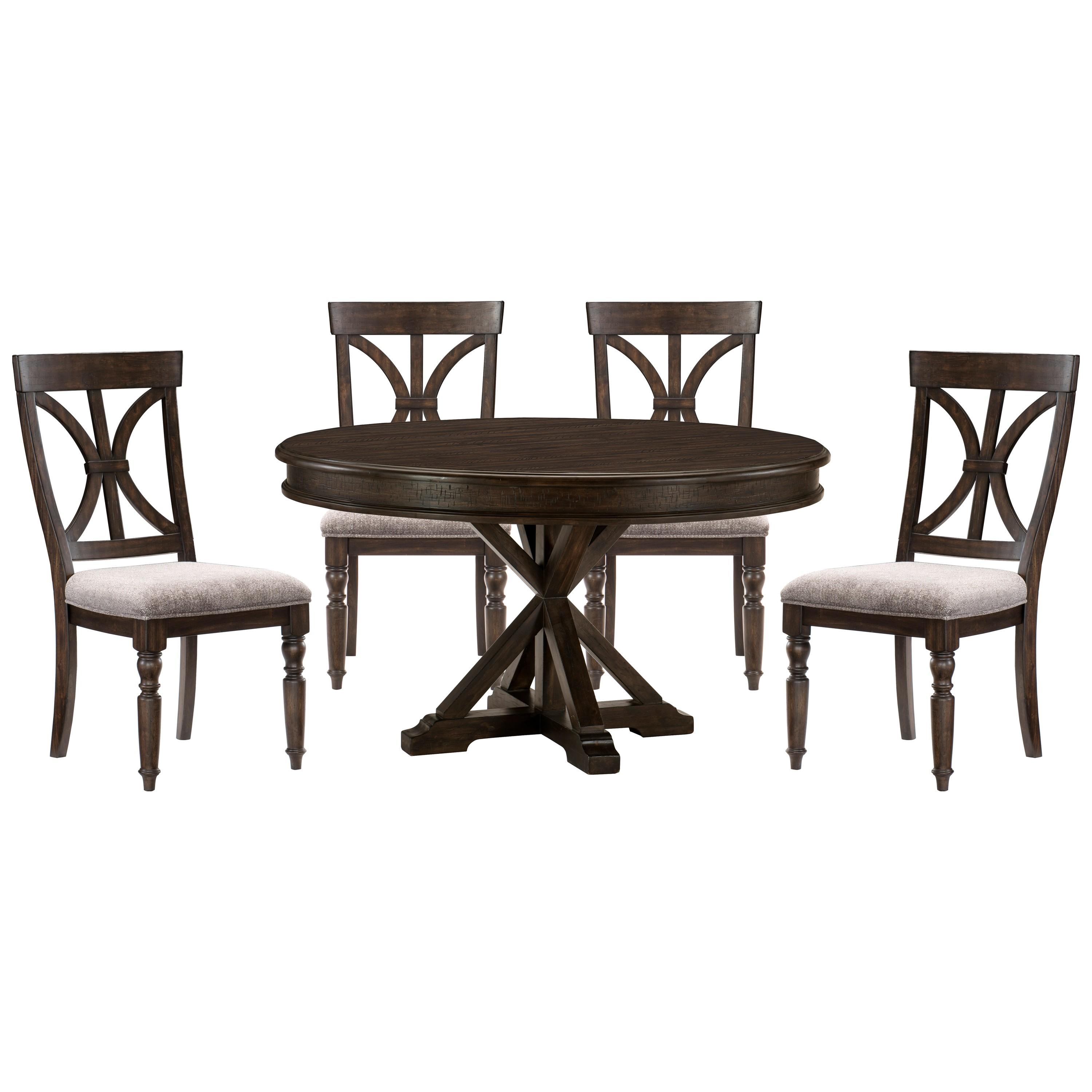 Transitional Dining Room Set 1689-54*5PC Cardano 1689-54*5PC in Charcoal Polyester