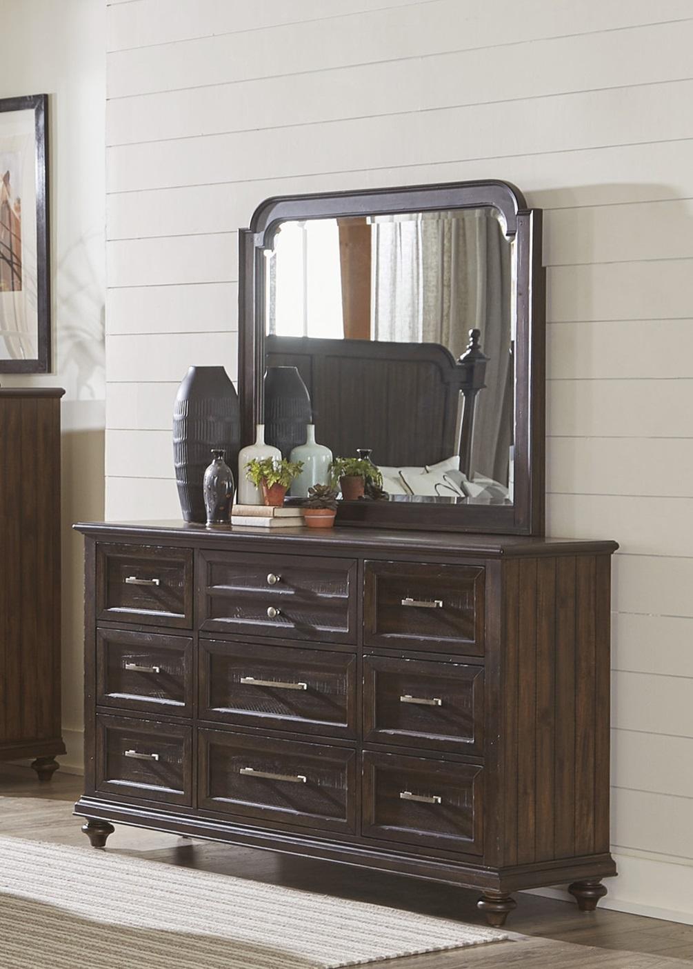 

    
Transitional Driftwood Charcoal Wood Dresser w/Mirror Homelegance 1689-5*6N Cardano
