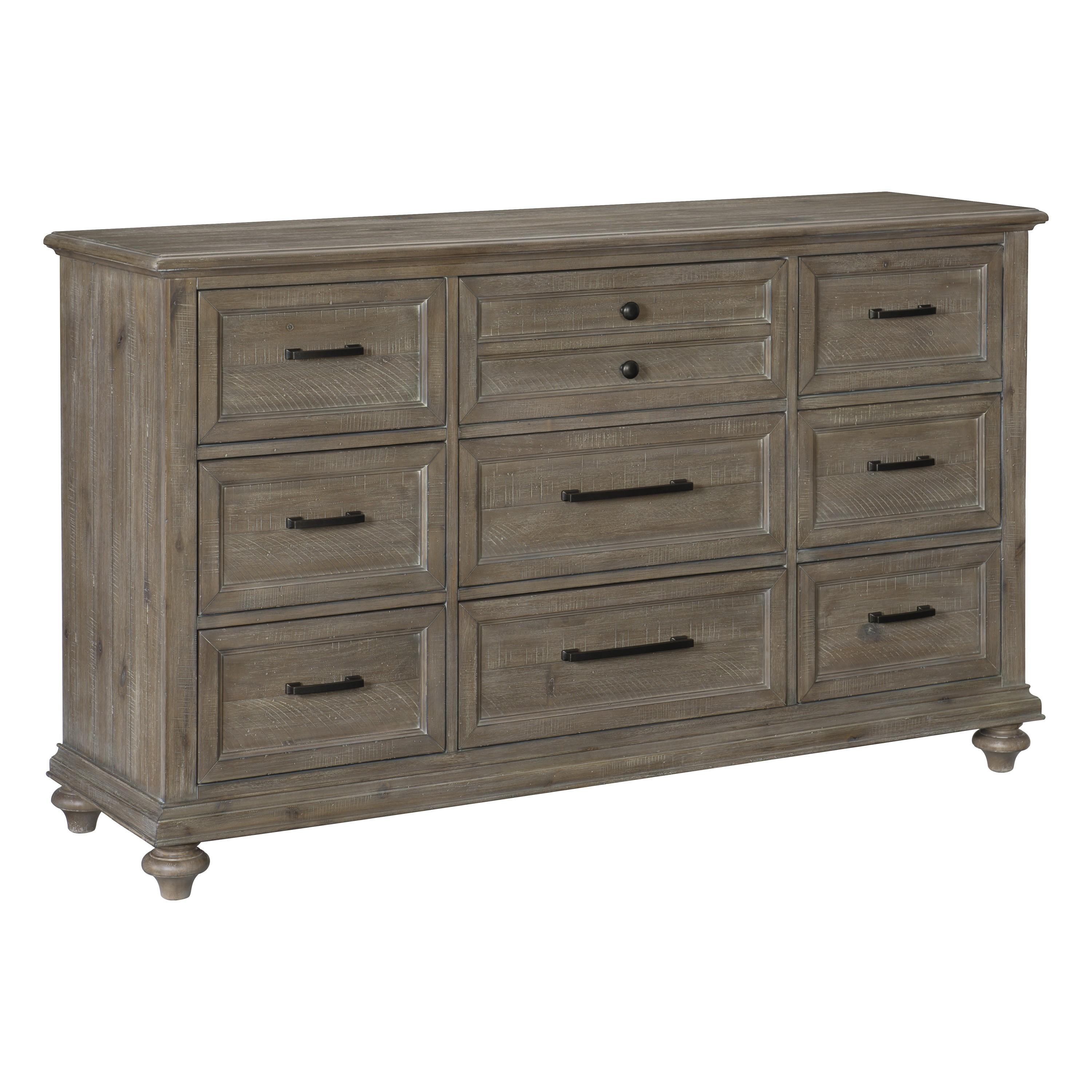 

    
Transitional Driftwood Light Brown Wood Dresser w/Mirror Homelegance 1689BR-5*6 Cardano
