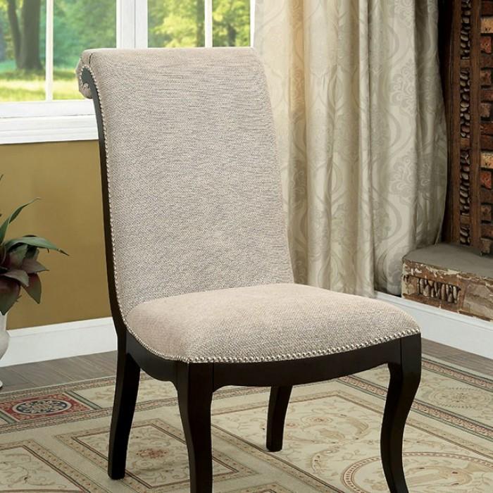 

    
Transitional Espresso & Beige Solid Wood Side Chairs Set 2pcs Furniture of America CM3353SC-2PK Ornette
