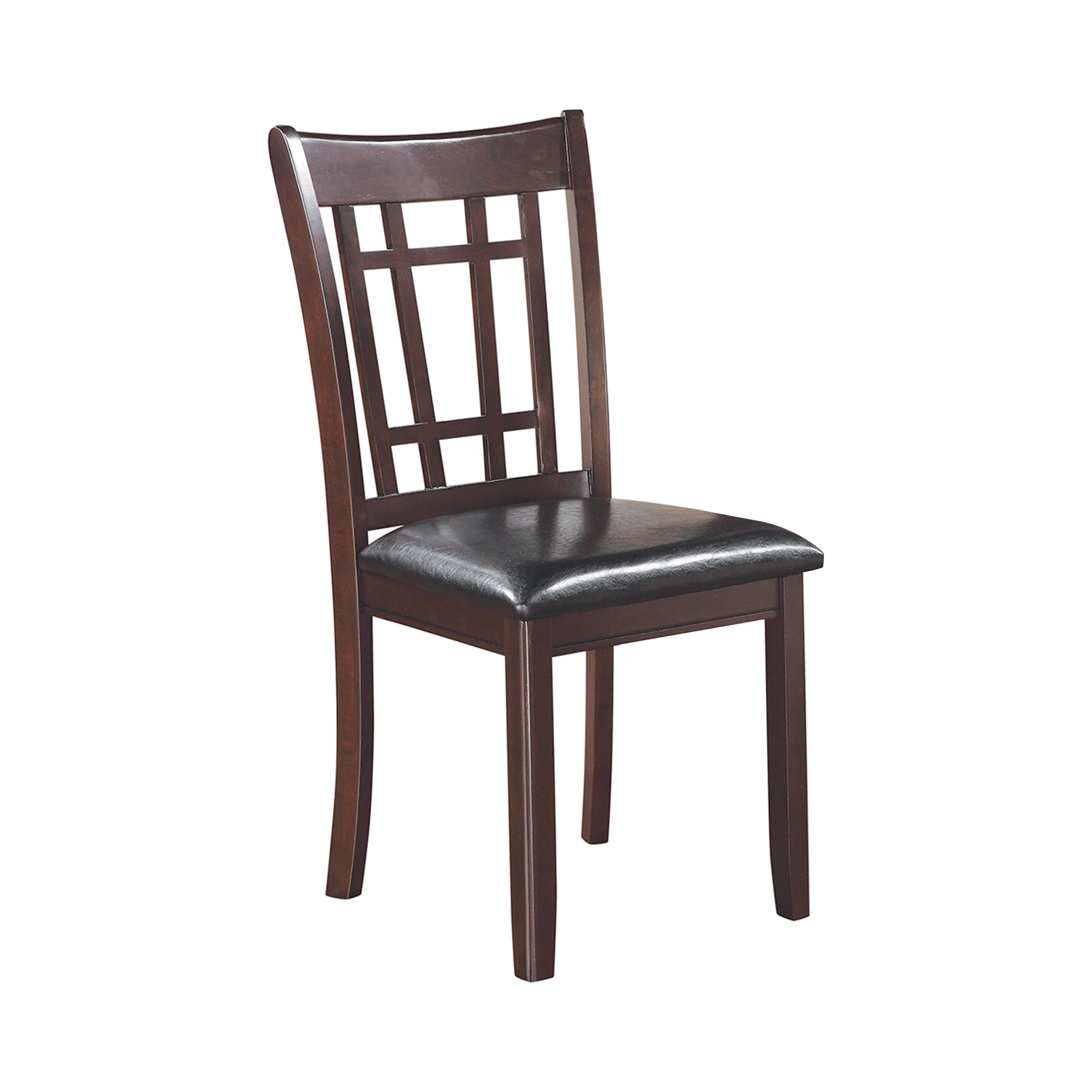 

    
Transitional Espresso & Black Leatherette Side Chair Set 2pcs Coaster 102672 Lavon
