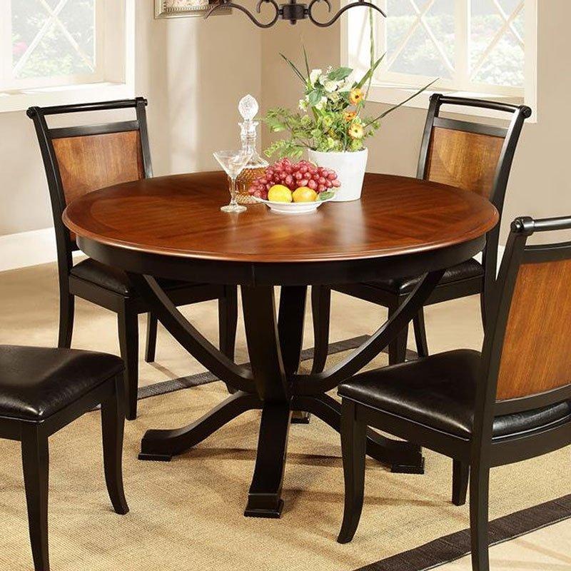 

    
Transitional Espresso & Black Solid Wood Round Dining Room Set 5pcs Furniture of America Salida

