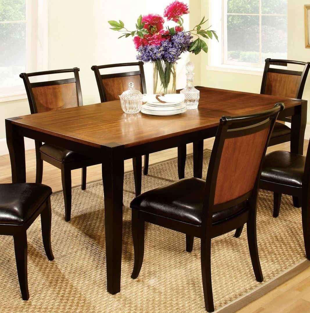 Transitional Dining Table CM3034T Salida CM3034T in Espresso, Black Leatherette