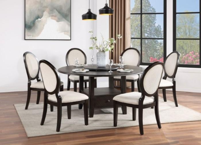 

    
Transitional Espresso/Ivory Solid Wood Dining Room Set 7PCS Furniture of America Newforte CM3260EX-T-7PCS
