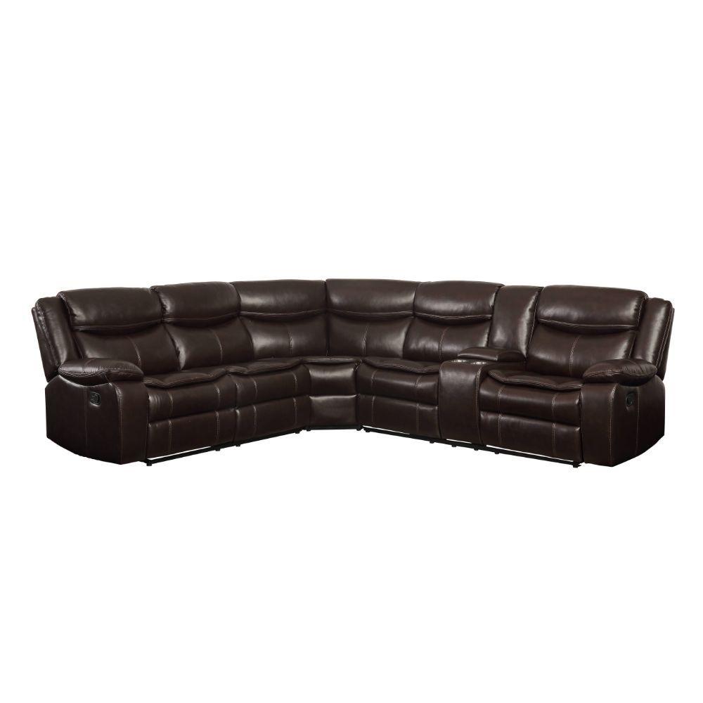 

    
Transitional Espresso Leather-Aire Match L-shaped Sectional Sofa by Acme Tavin 52545
