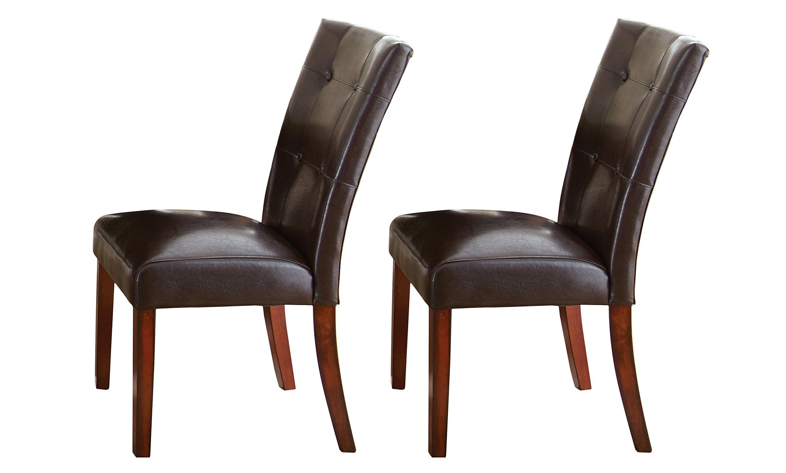 Transitional Dining Chair Set Britney 07054-2pcs in Espresso PU