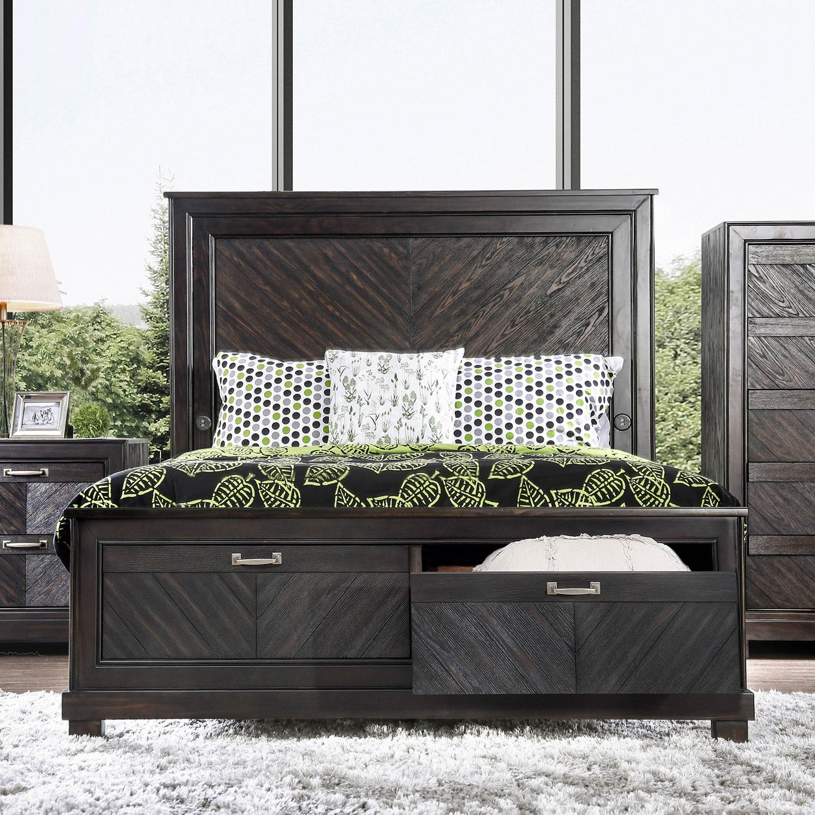 

    
Transitional Espresso Solid Wood CAL Bedroom Set 3pcs Furniture of America CM7315 Argyros
