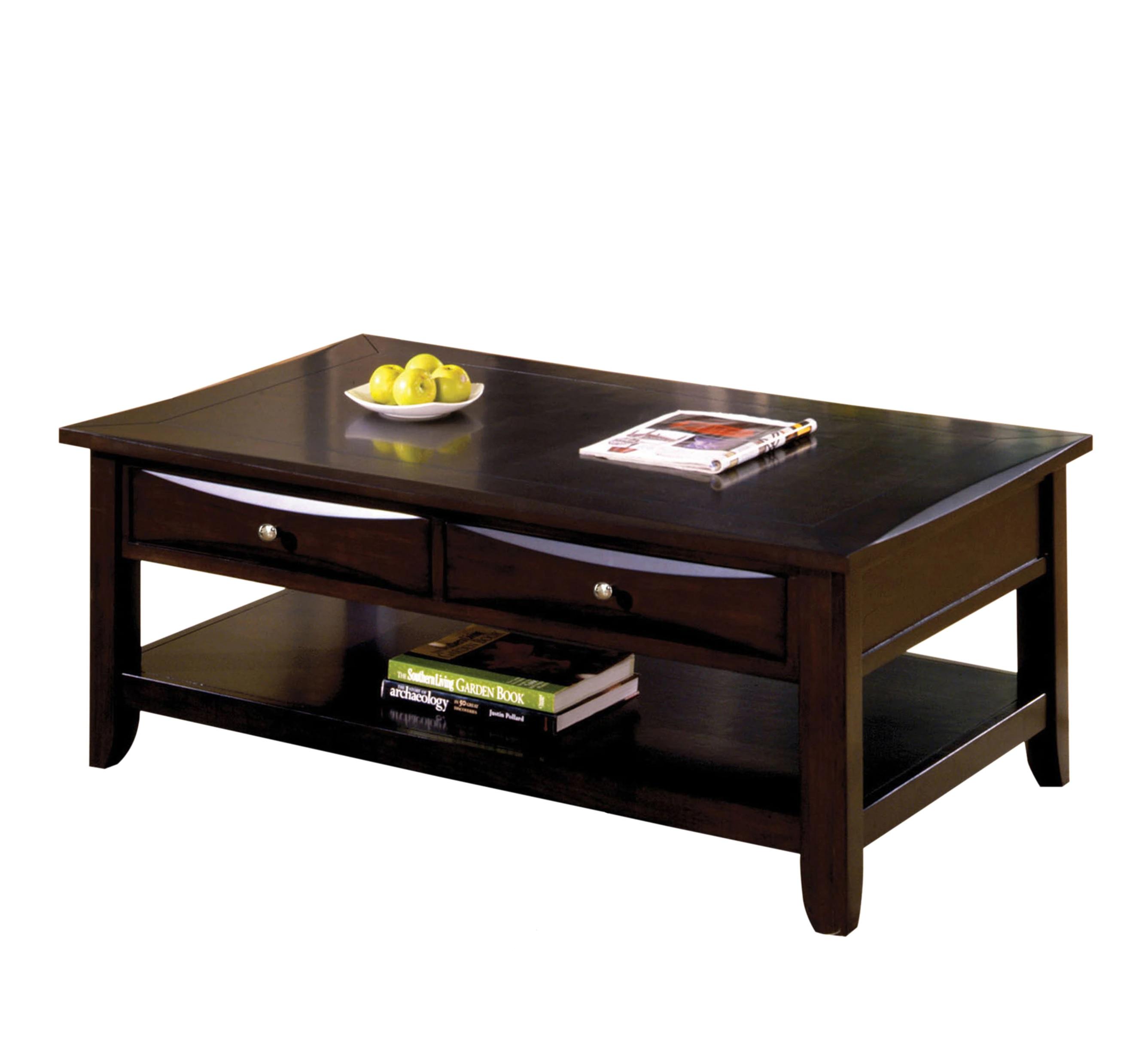 

    
Transitional Espresso Solid Wood Coffee Table Furniture of America CM4265DK-C-L Baldwin
