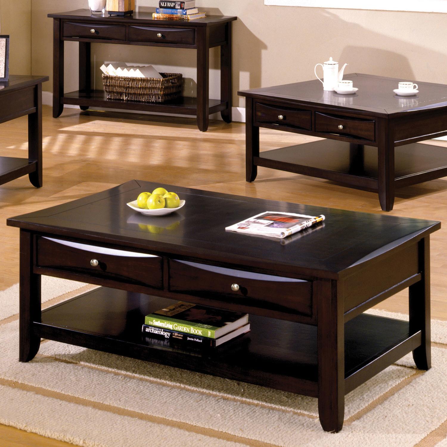 

    
Transitional Espresso Solid Wood Coffee Table Furniture of America CM4265DK-C-L Baldwin
