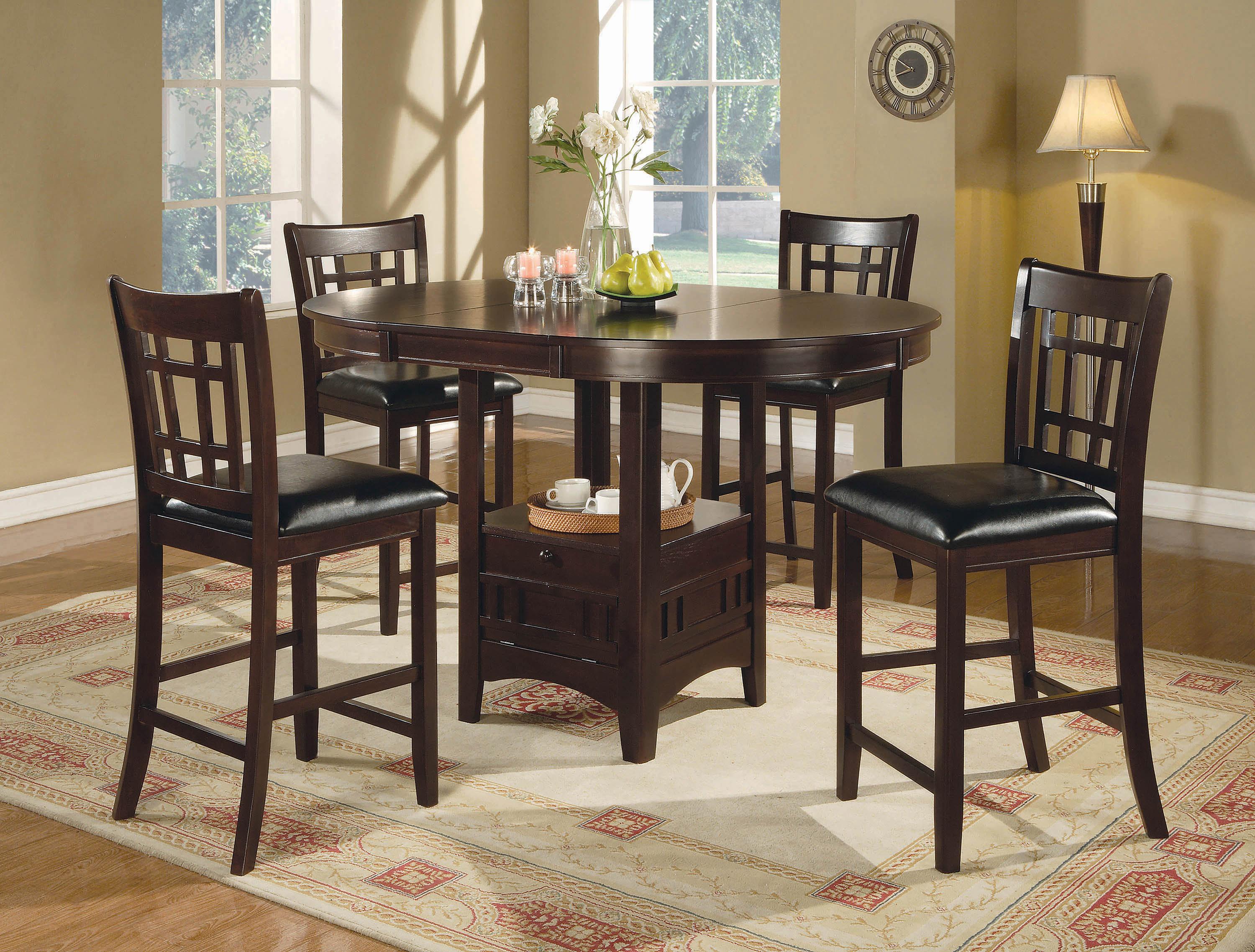Transitional Dining Room Set 102888-S5 Lavon 102888-S5 in Espresso Leatherette