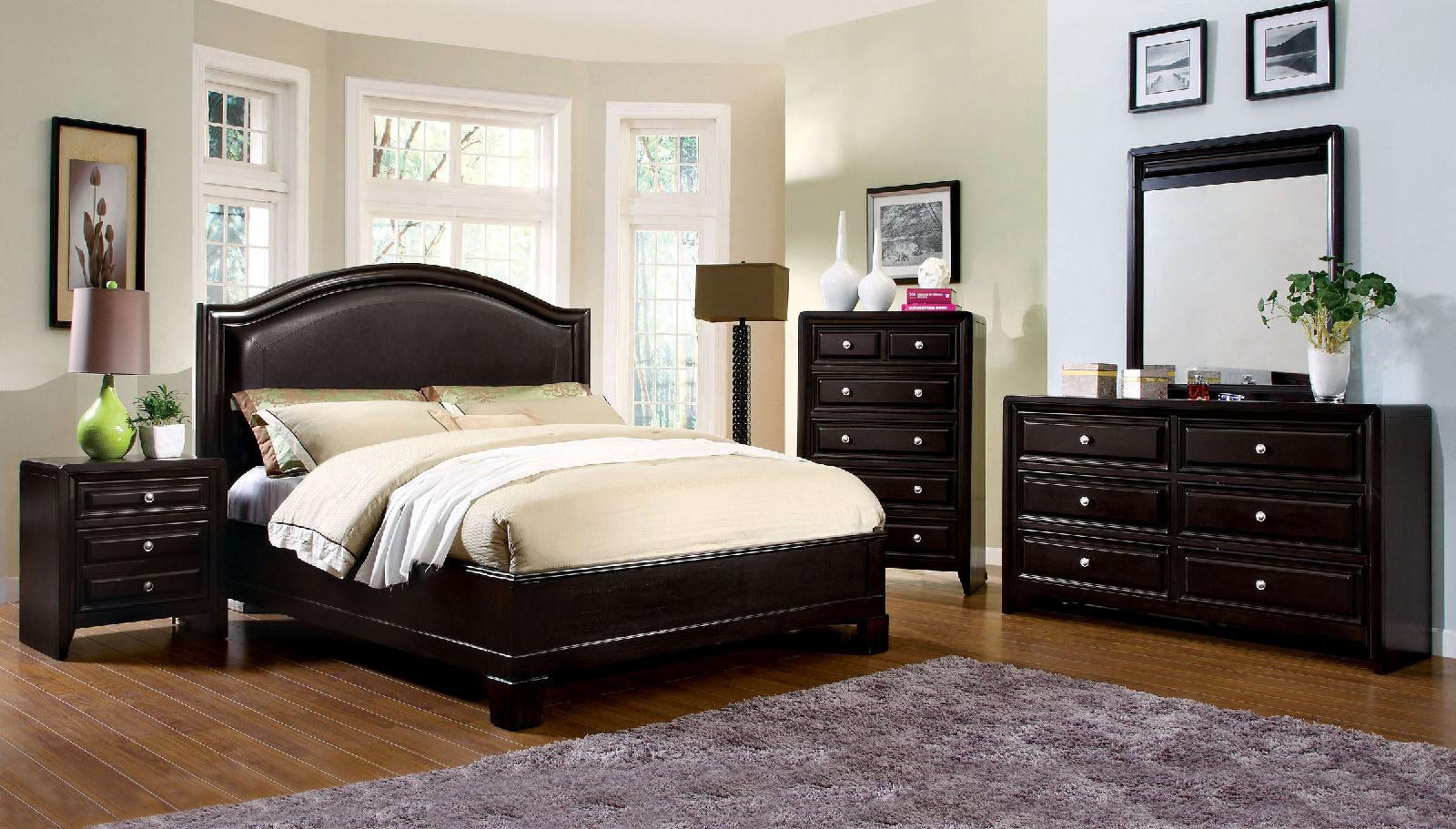 

    
Transitional Espresso Solid Wood King Bedroom Set 5pcs Furniture of America CM7058-EK Winsor
