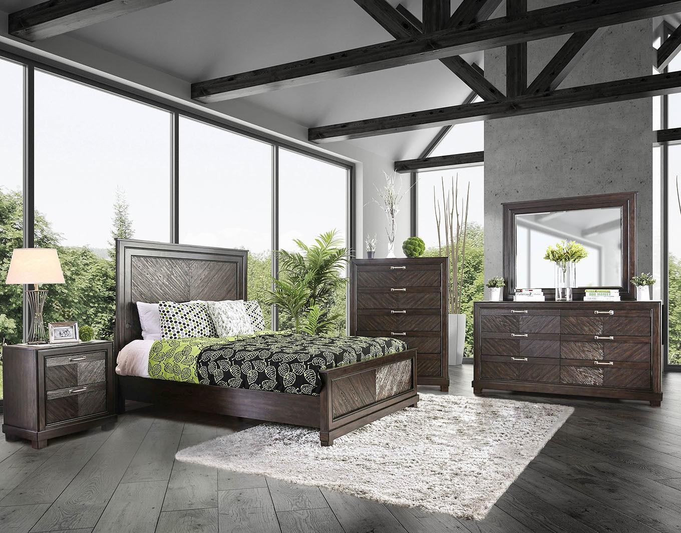 

    
Transitional Espresso Solid Wood Queen Bedroom Set 5pcs Furniture of America CM7315 Argyros
