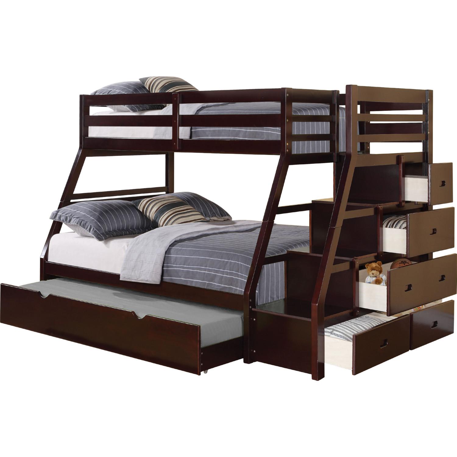 Transitional Twin/Full Bunk Bed Jason 37015 in Espresso 