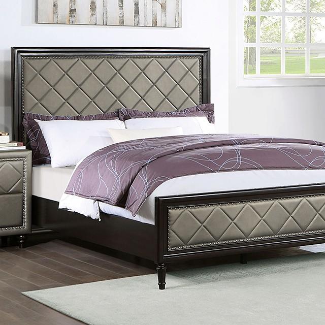 

    
Transitional Espresso/Warm Gray Solid Wood California King Panel Bed Furniture of America Xandria FOA7224EX-CK
