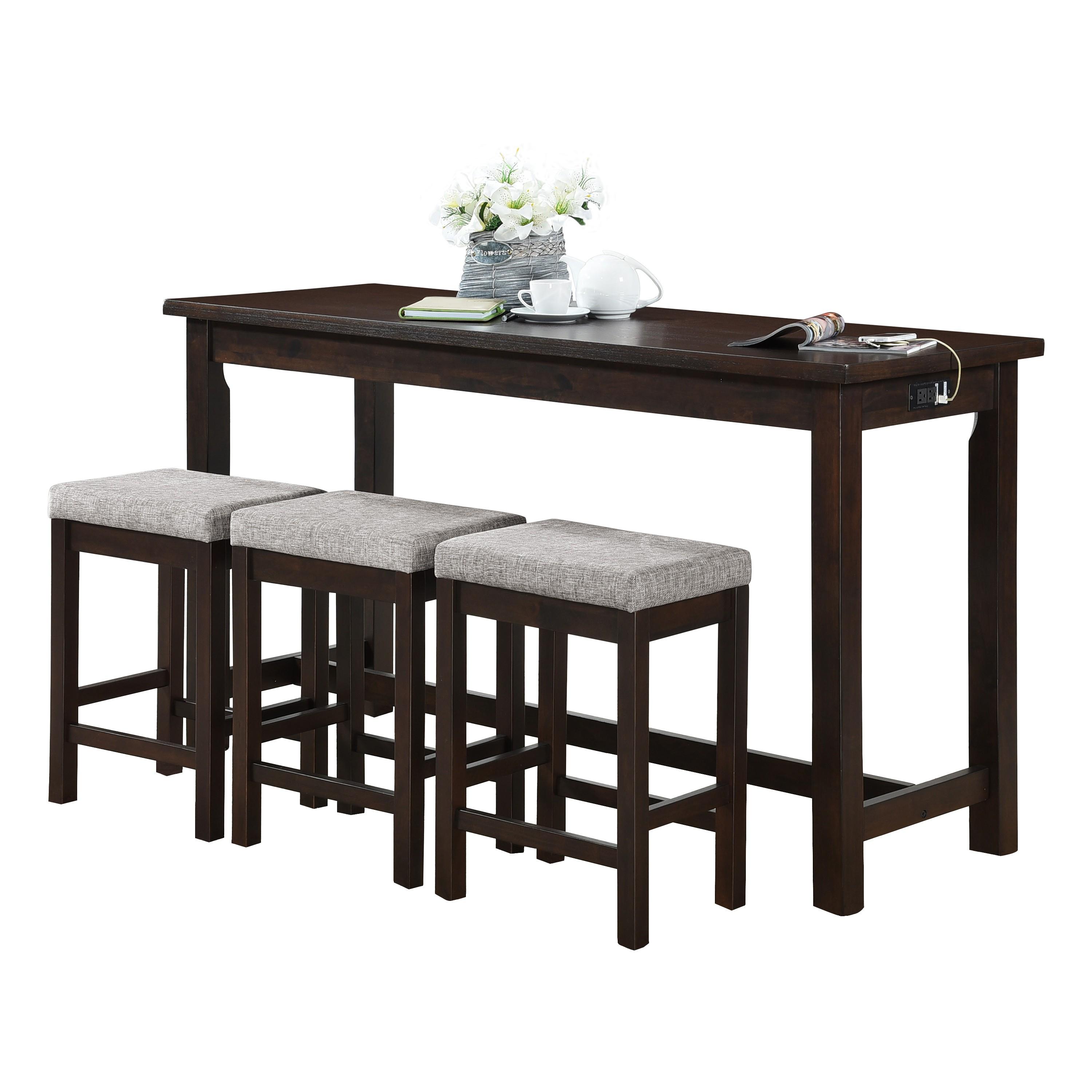 Transitional Counter Height Set 5713ES Connected 5713ES in Espresso Polyester