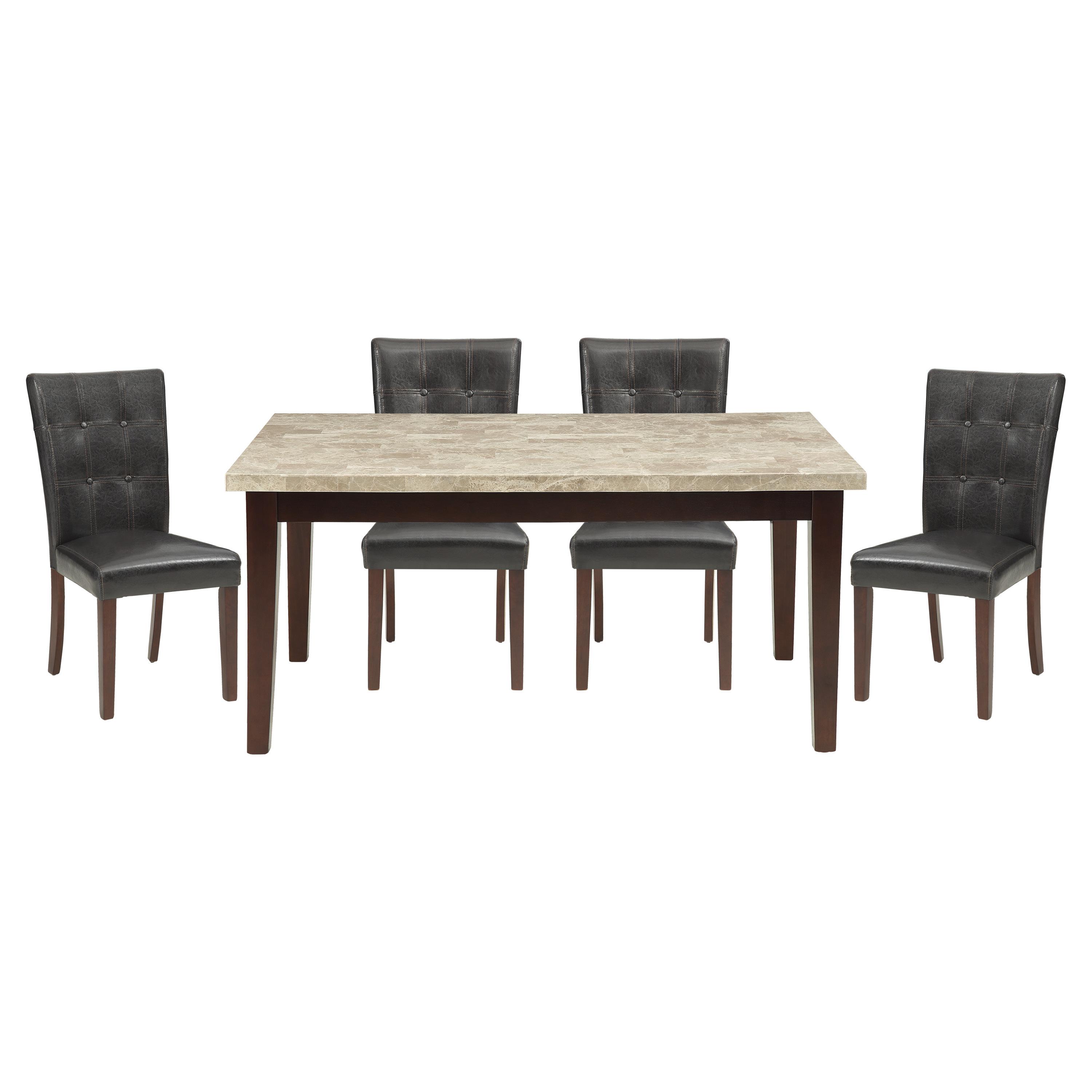 Transitional Dining Room Set 2456-64WM*5PC Decatur 2456-64WM*5PC in Espresso, White Faux Leather