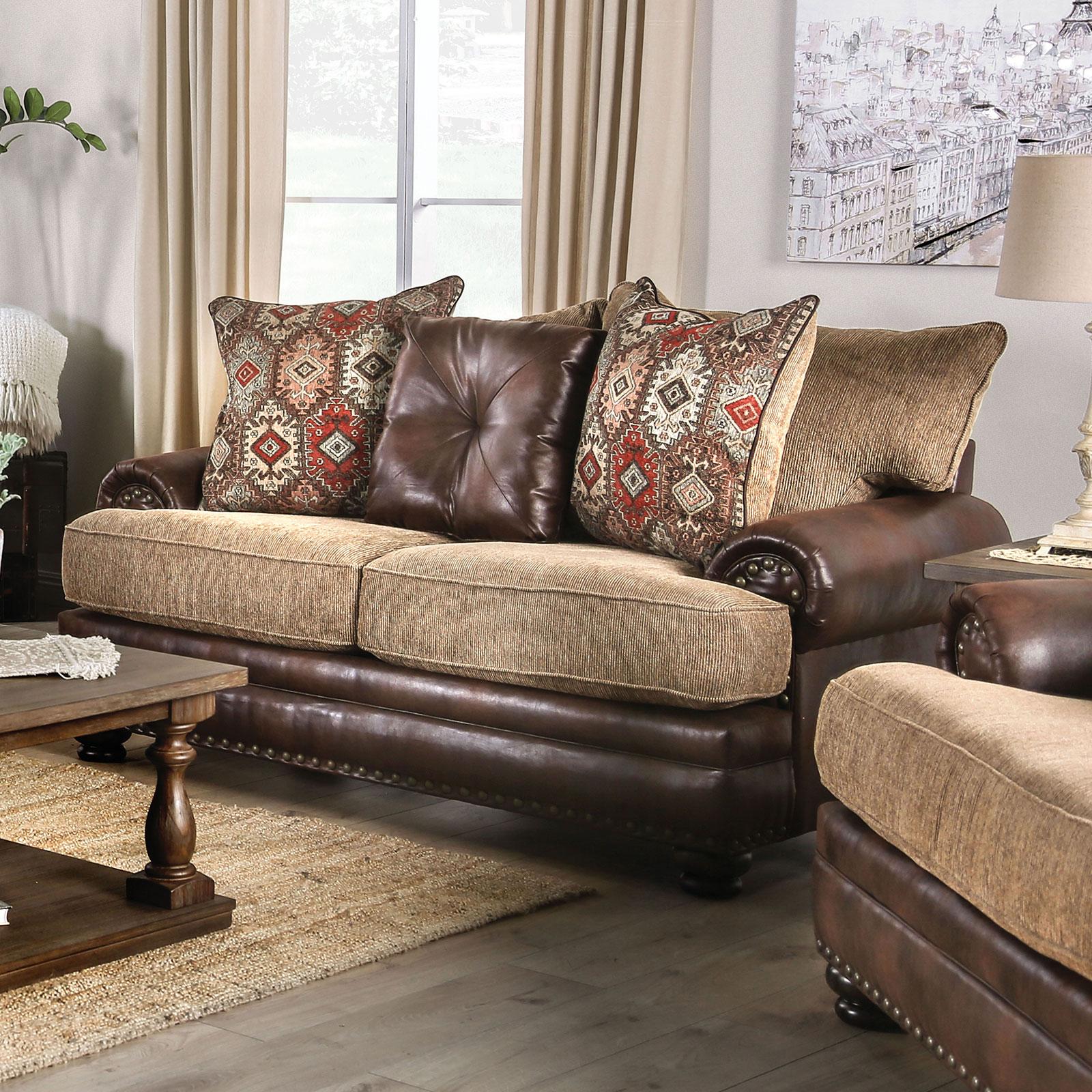 

    
Furniture of America Fletcher Sofa Loveseat and Chair Set Brown SM5148-3PC
