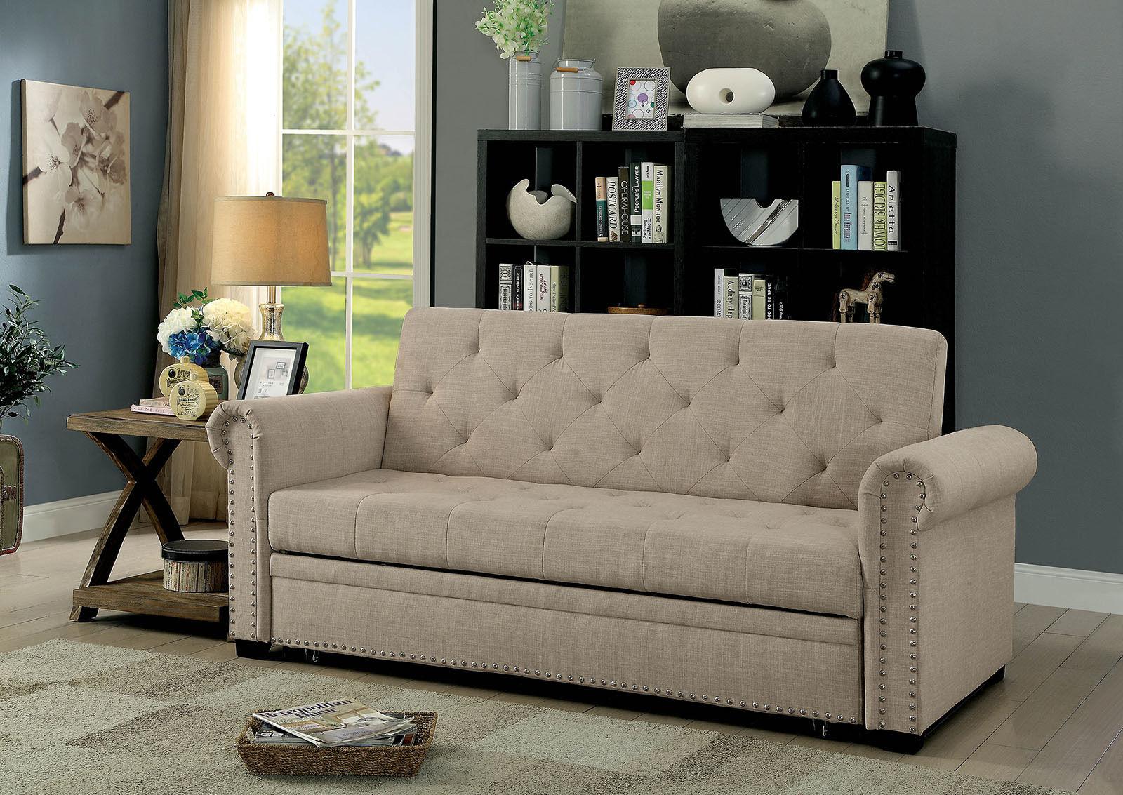 

    
Furniture of America IONA CM2603 Futon sofa Beige CM2603
