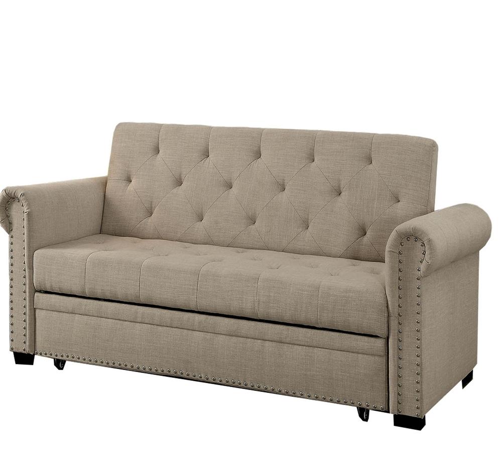 

    
Beige Linen Futon Sofa IONA CM2603 Furniture of America Transitional

